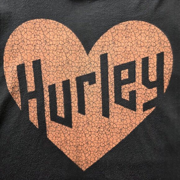 Hurley Womens XL Heart Logo Tee Black Orange - Picture 3 of 9
